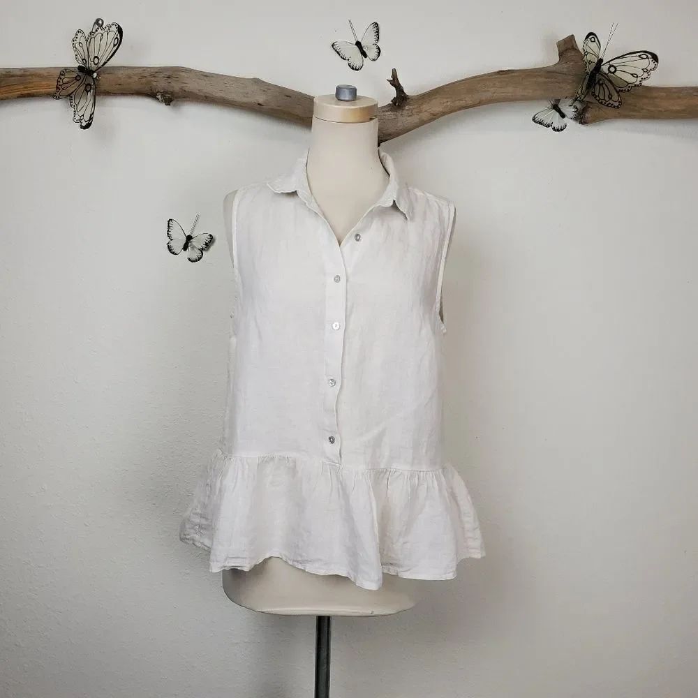 Catherine malendrino natural white linen blouse